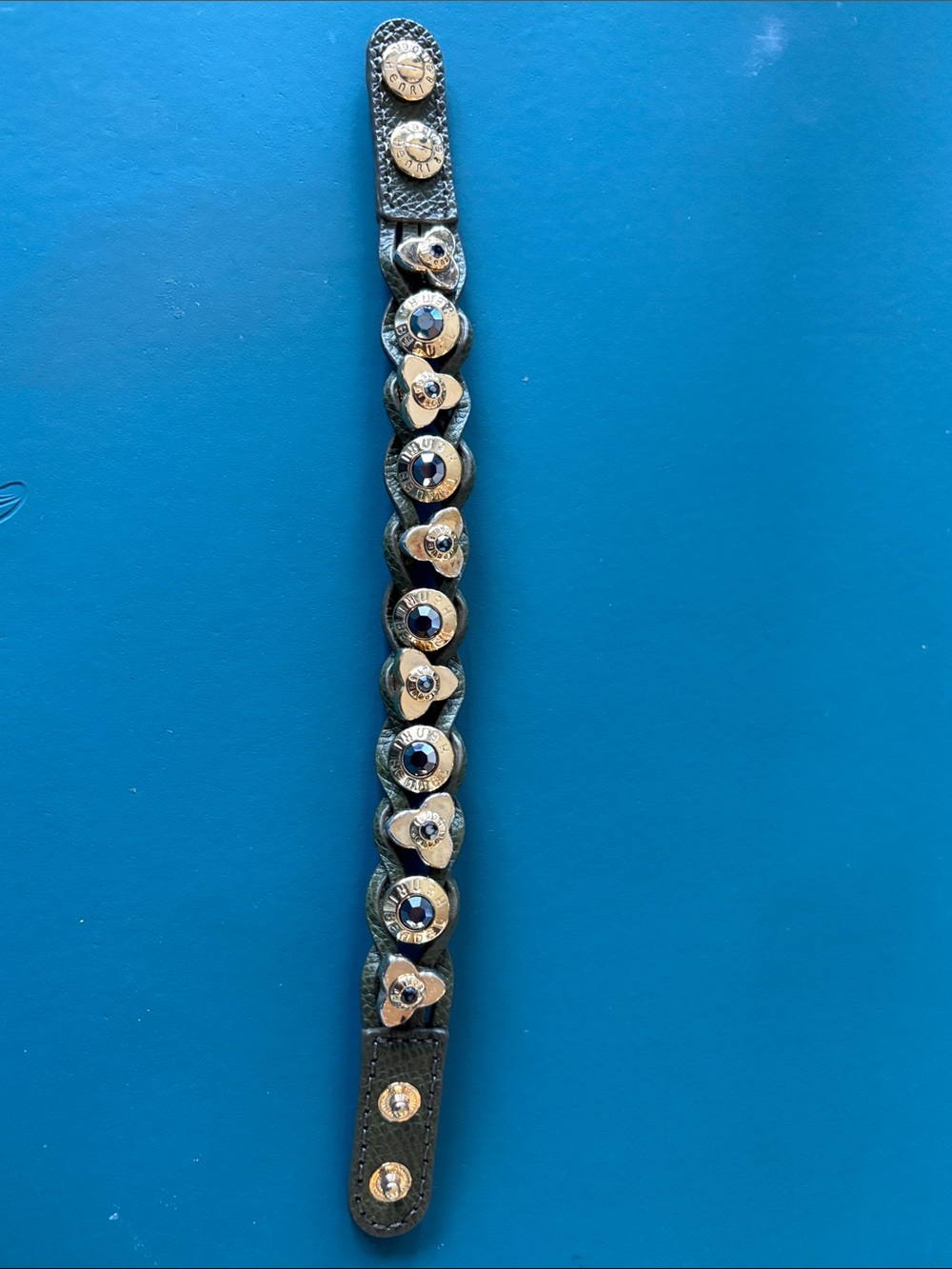 Henri Bendel olive green leather bracelet
